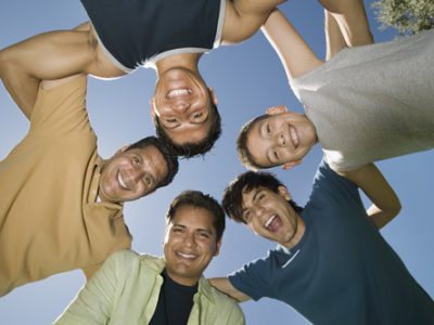 Men in a Huddle